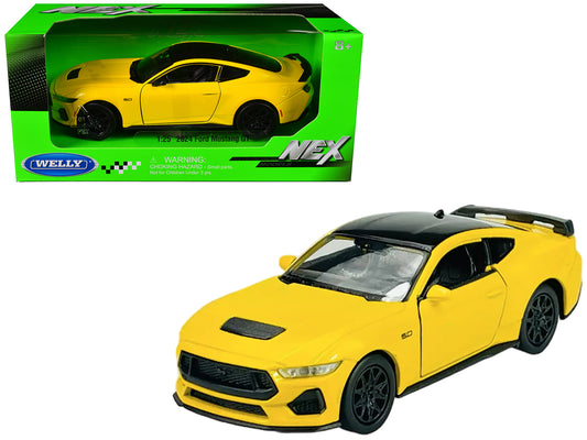 2024 Ford Mustang GT 5.0 Yellow with Black Top "NEX Models" Series 1/25 Diecast Model Car by Welly free shipping USA