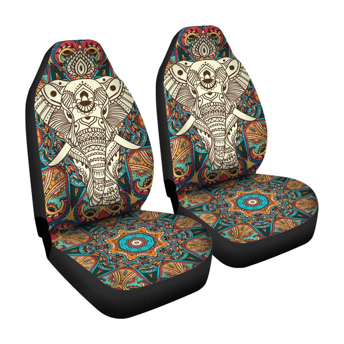 Color: Elephant, Quantity: 2pcs - Printed car seat cover - Premium Interior Parts from Rapidvehicles - Just $34.99! Shop now at Rapidvehicles