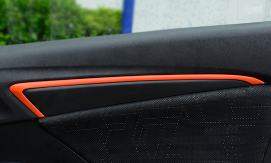 Color: Orange - Modified door trims in the car - Premium Interior Parts from Rapidvehicles - Just $50.99! Shop now at Rapidvehicles