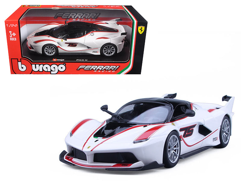 Ferrari Racing FXX-K #75 White 1/24 Diecast Model Car by Bburago free shipping USA