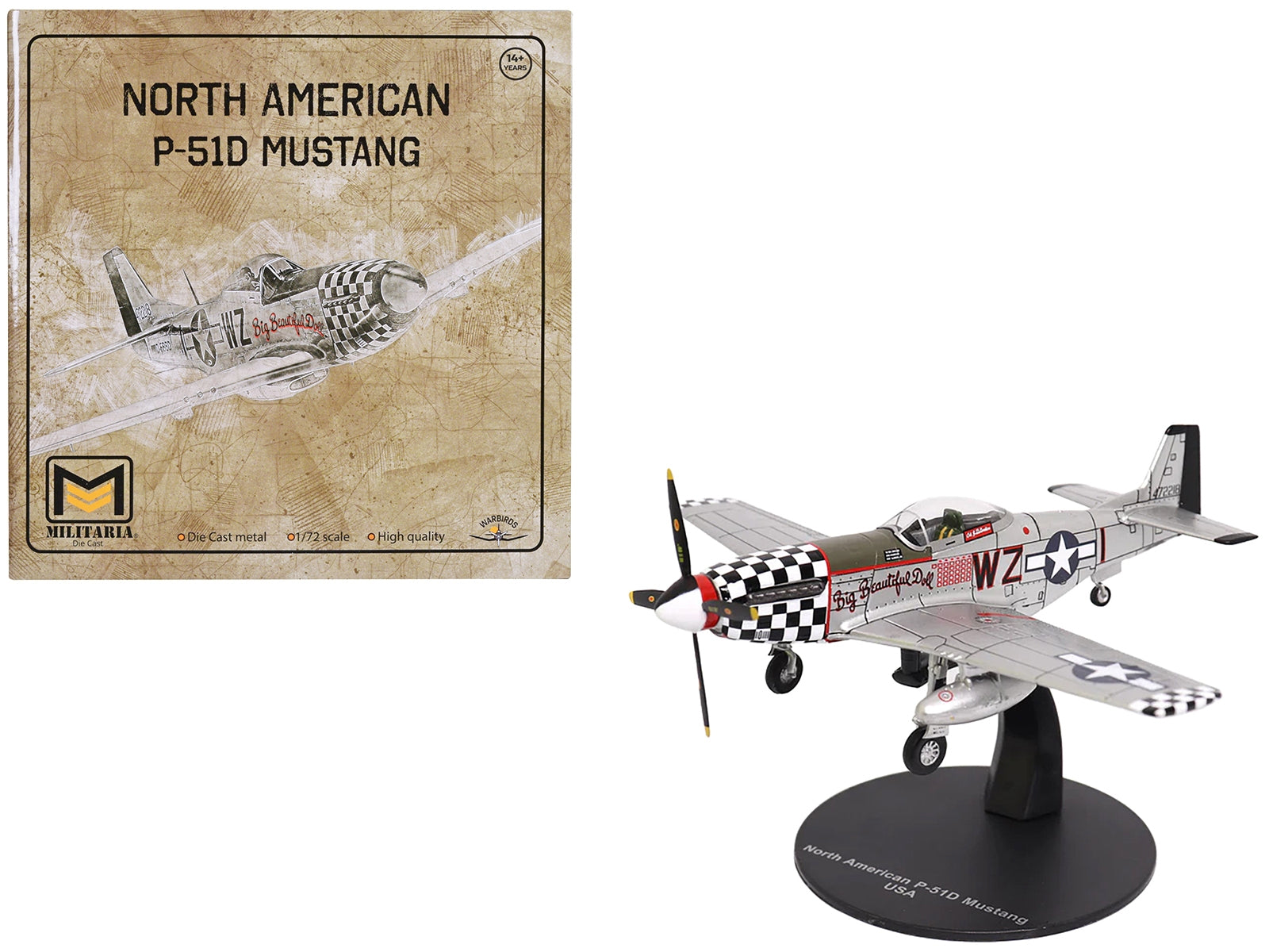 North American P-51D Mustang Fighter Aircraft "John Landers 'Big Beautiful Doll' 84th Fighter Squadron 78th Fighter Group RAF Duxford England" (1944) United States Army Air Force 1/72 Diecast Model by Militaria Die Cast