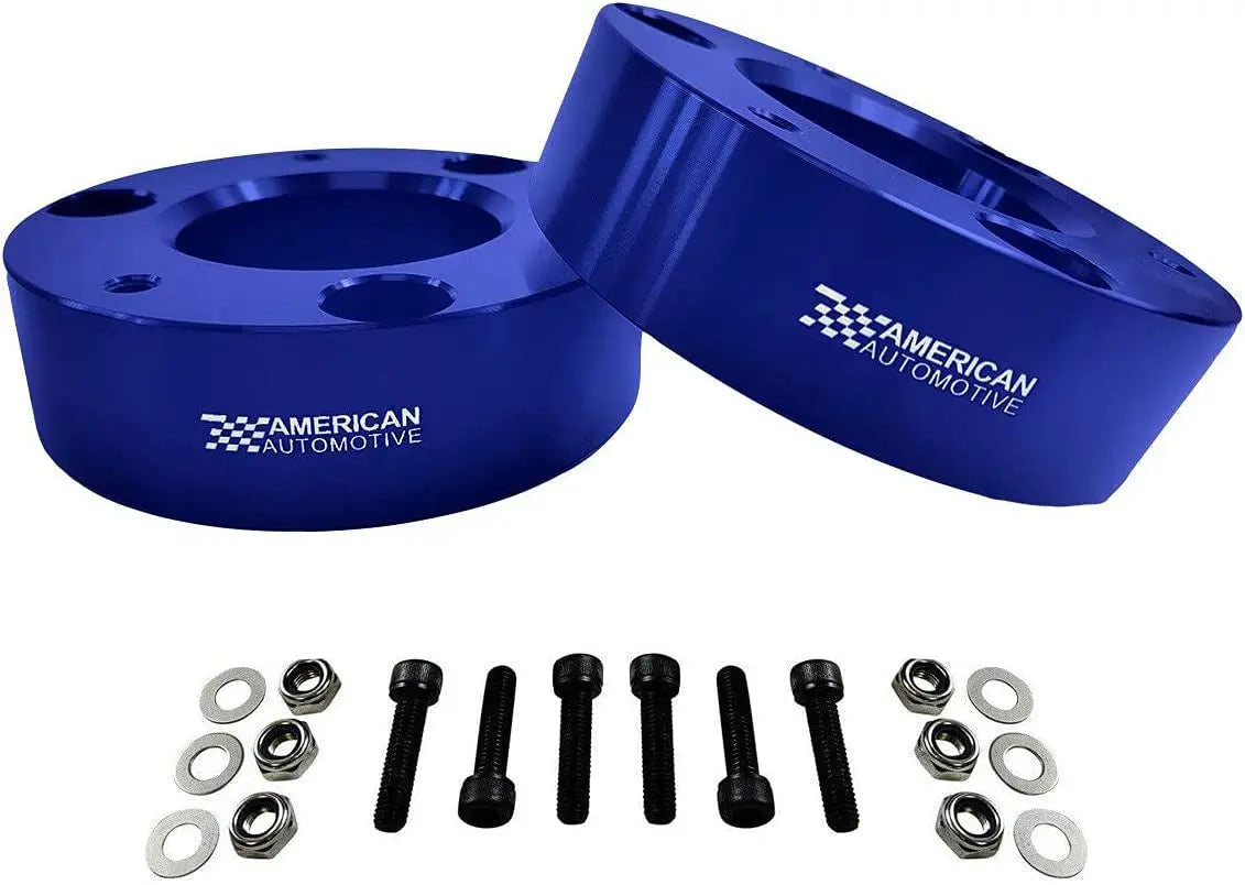 Front Lift Kit Compatible 2007+ Silverado 1500 and Sierra 1500 2.5" Front Lift Billet Aluminum Strut Spacers 2WD 4WD (Blue)