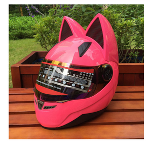 Color: Pink, Size: L - Motorcycle helmet with cat ears automobile race antifog full face helmet personality design with horn capacete casco - Premium Helmet Headset from Rapidvehicles - Just $203.08! Shop now at Rapidvehicles