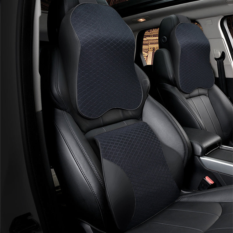 Color: Black, style: Set - Car Headrest Waist By Breathable Mesh - Premium Automobiles Seat Covers from Rapidvehicles - Just $60.99! Shop now at Rapidvehicles