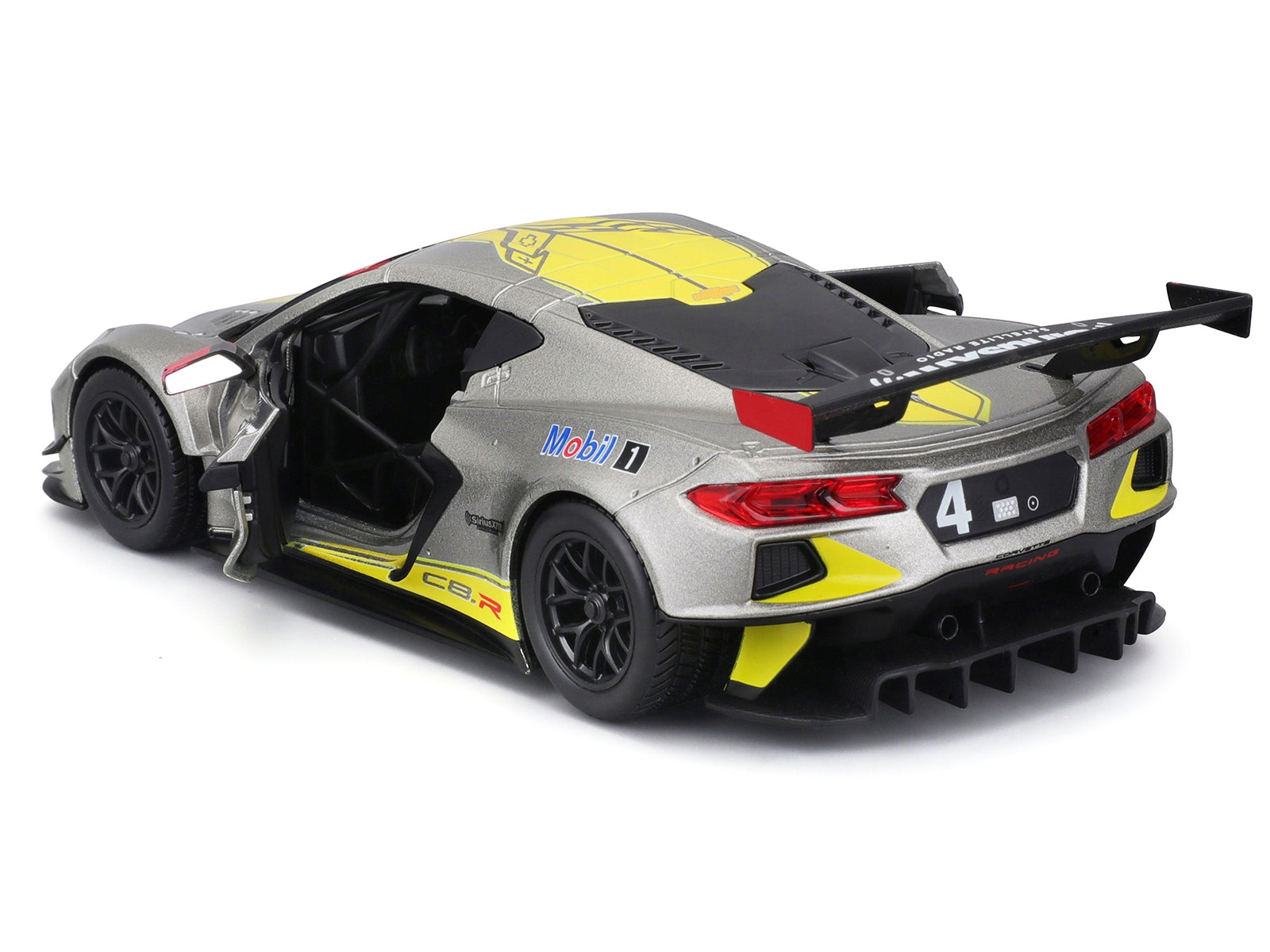 2020 Chevrolet Corvette C8.R #4 Silver Metallic with Yellow Stripes "Race" Series 1/24 Diecast Model Car by Bburago - Premium Corvette Models from Bburago - Just $51.44! Shop now at Rapidvehicles