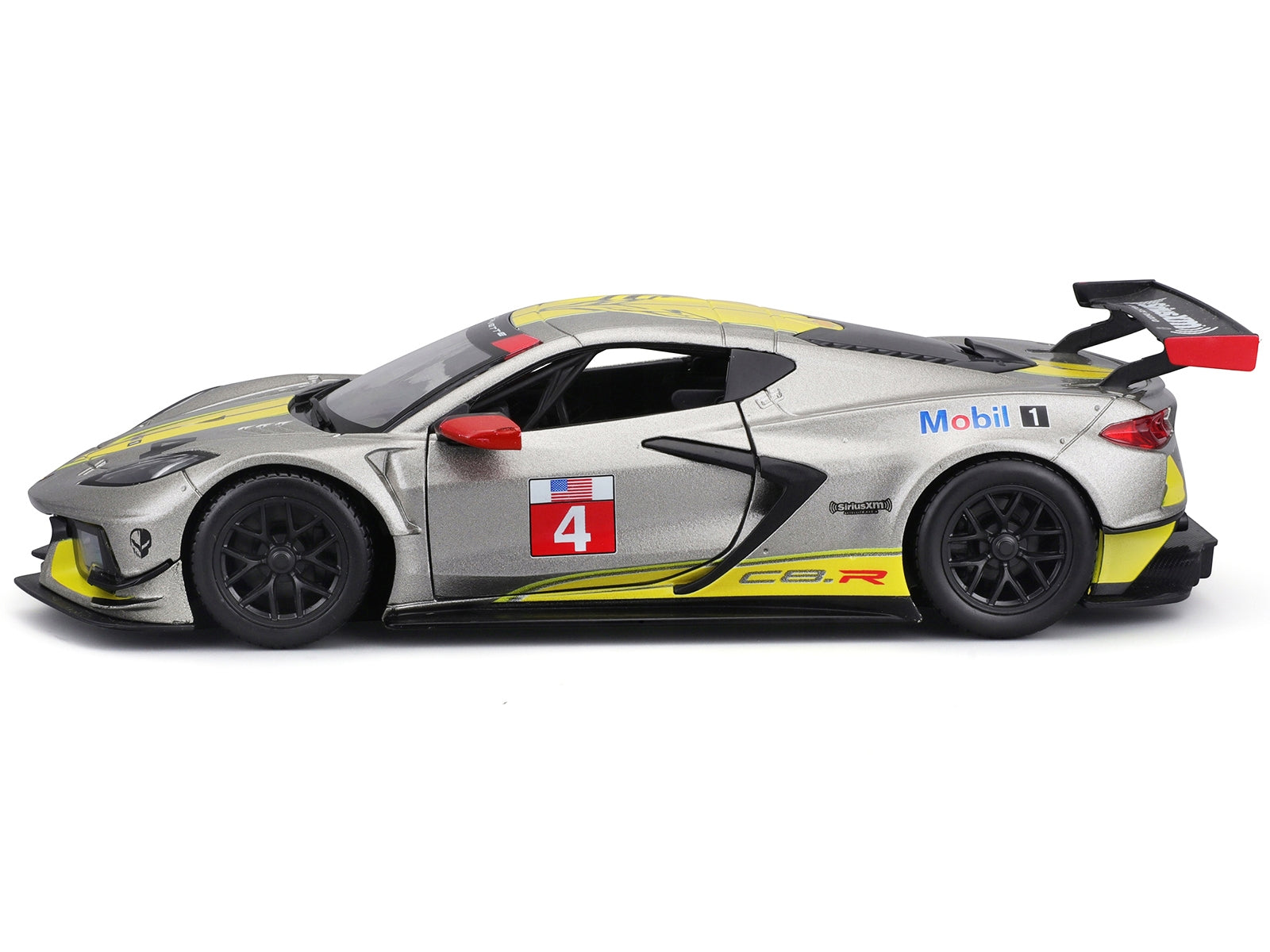 2020 Chevrolet Corvette C8.R #4 Silver Metallic with Yellow Stripes "Race" Series 1/24 Diecast Model Car by Bburago - Premium Corvette Models from Bburago - Just $51.44! Shop now at Rapidvehicles