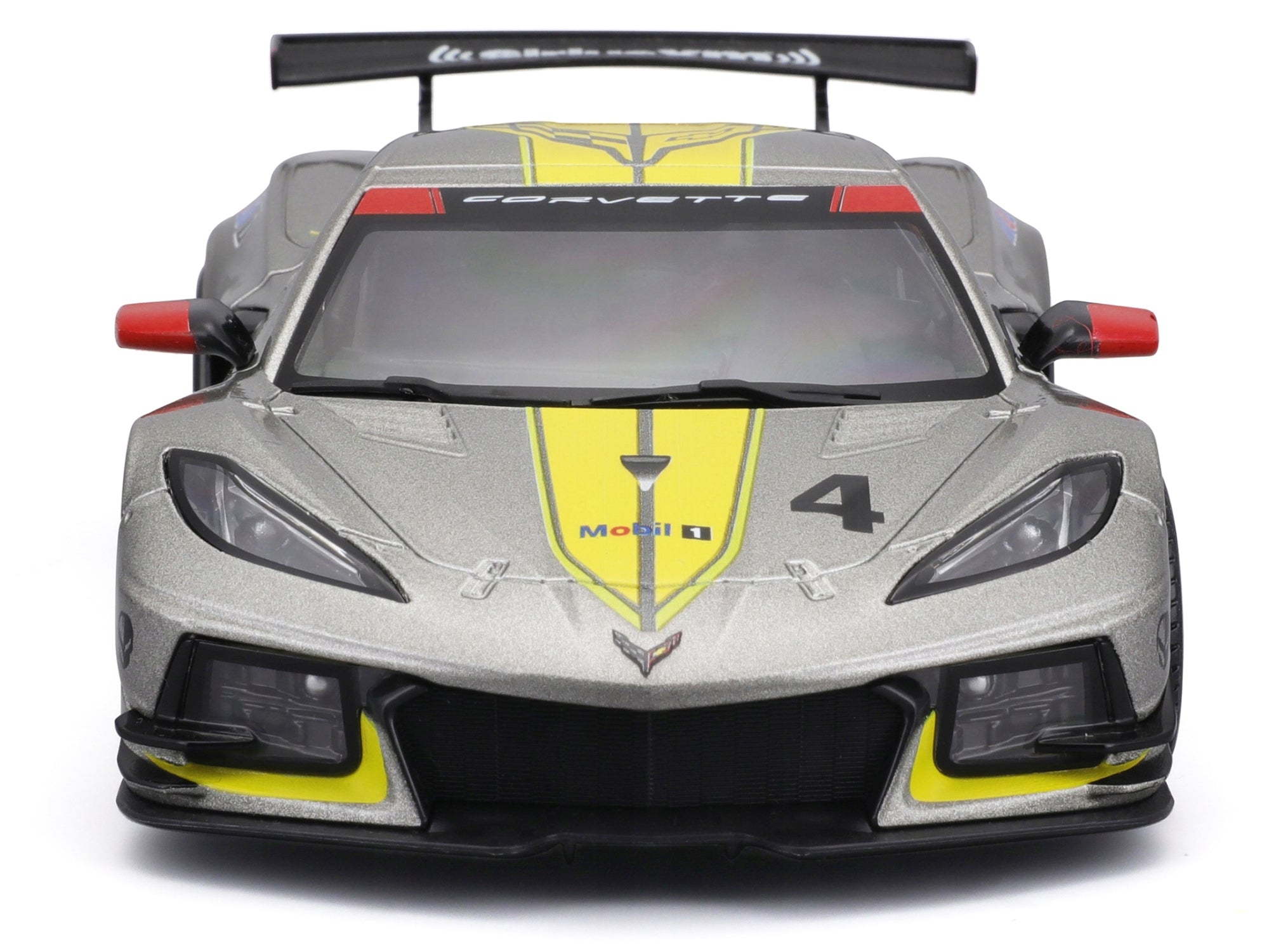 2020 Chevrolet Corvette C8.R #4 Silver Metallic with Yellow Stripes "Race" Series 1/24 Diecast Model Car by Bburago - Premium Corvette Models from Bburago - Just $51.44! Shop now at Rapidvehicles