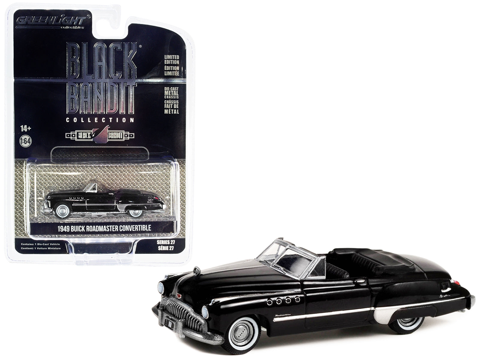 1949 Buick Roadmaster Convertible Black Metallic "Black Bandit" Series 27 1/64 Diecast Model Car by Greenlight - Premium Buick Models from Greenlight - Just $22.99! Shop now at Rapidvehicles