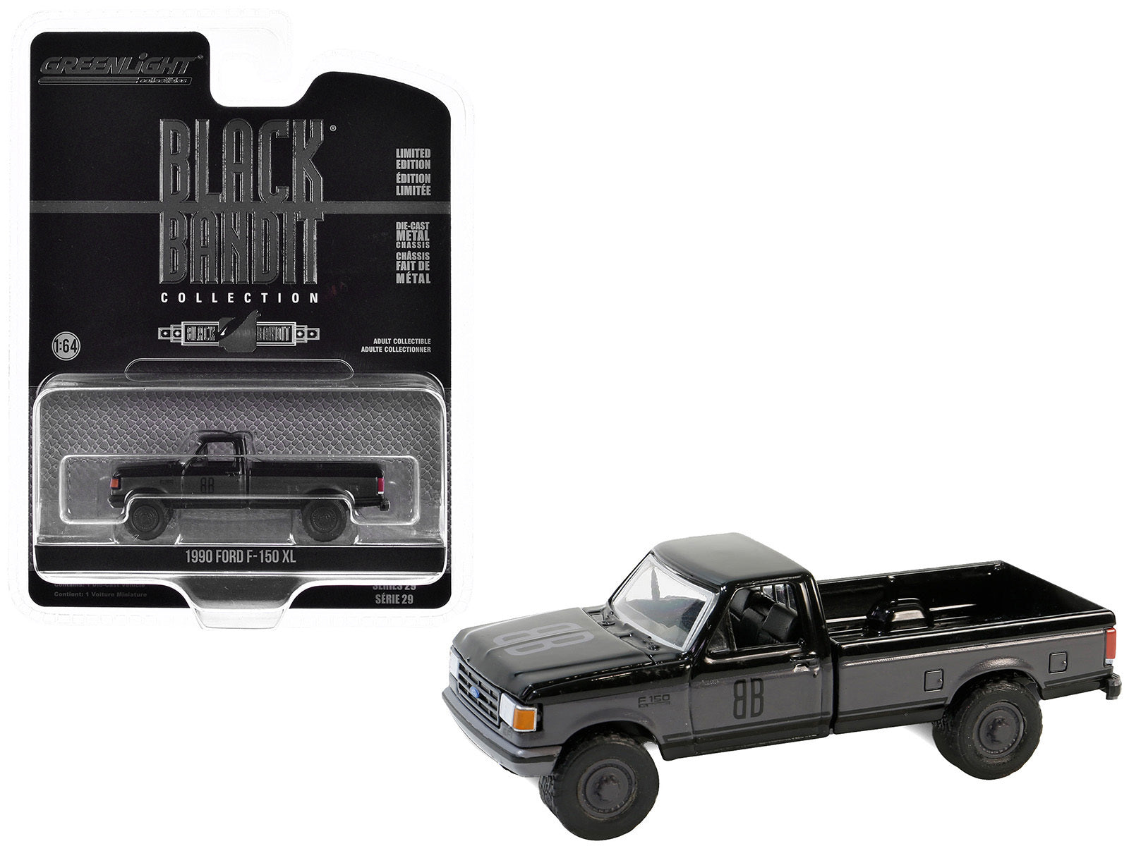 1990 Ford F-150 XL Pickup Truck Black with Gray Sides "Black Bandit" Series 29 1/64 Diecast Model Car by Greenlight - Premium Pickup Trucks Models from Greenlight - Just $22.99! Shop now at Rapidvehicles