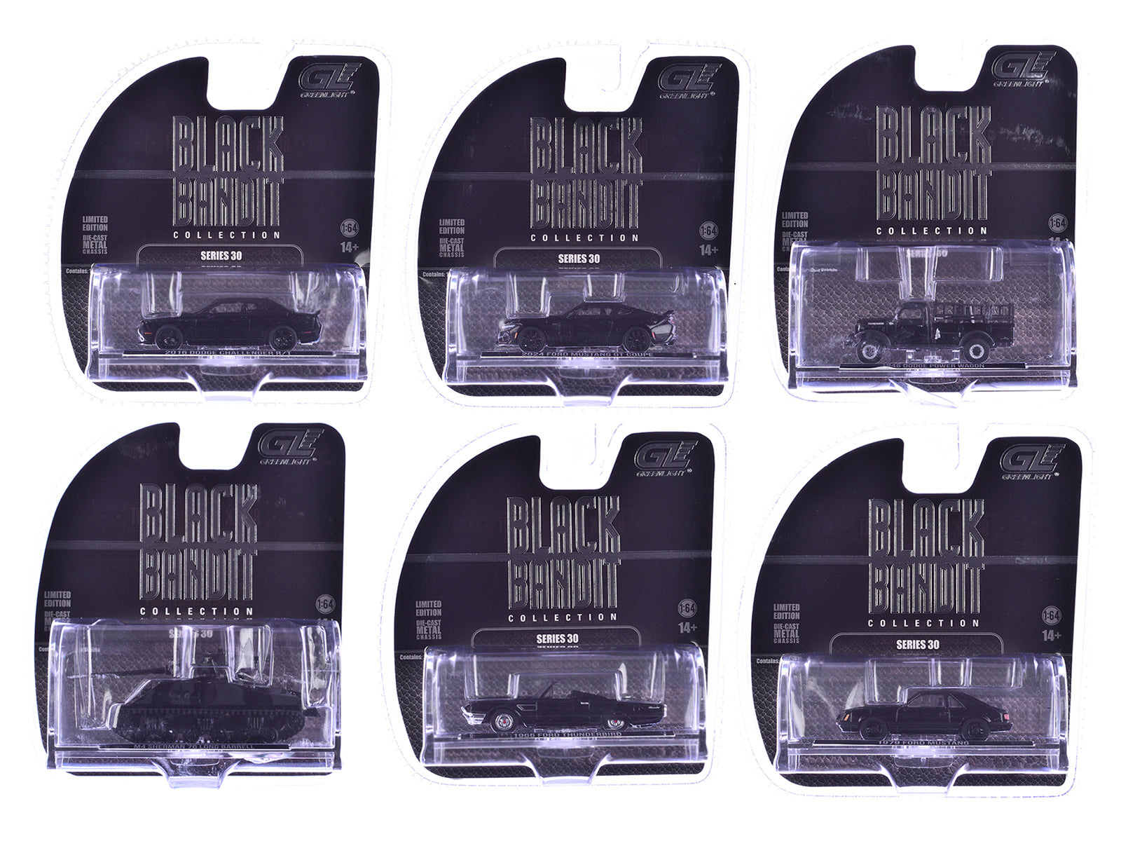 "Black Bandit" 6 piece Set Series 30 1/64 Diecast Model Cars by Greenlight free shipping USA