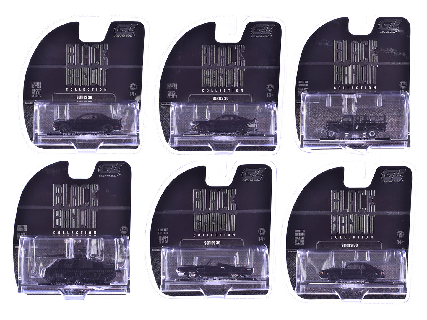 "Black Bandit" 6 piece Set Series 30 1/64 Diecast Model Cars by Greenlight
