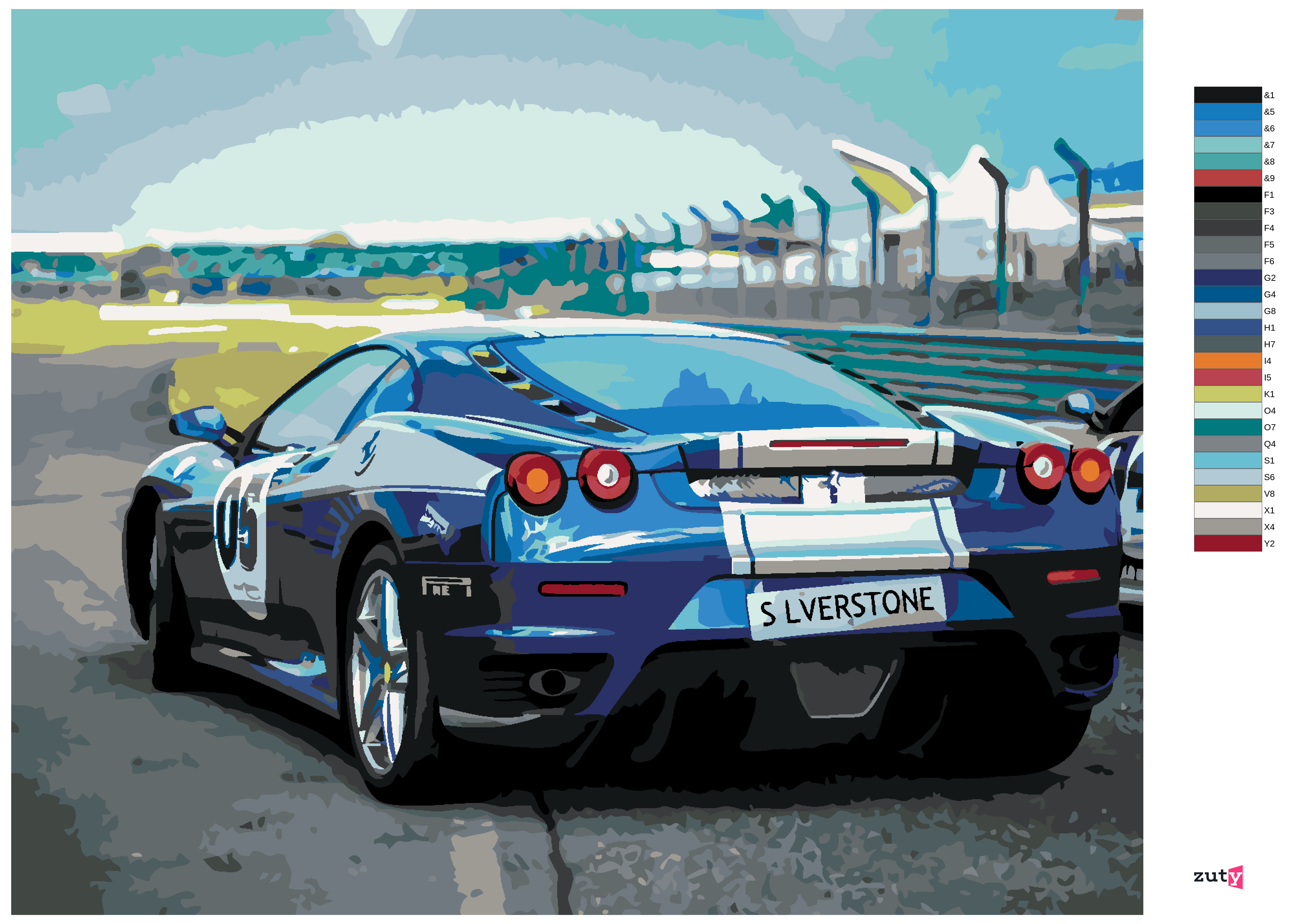 Paint by Numbers - SPORTS BLUE CAR FERRARI - Premium Home & Garden from Erin Medea - Just $26.99! Shop now at Rapidvehicles