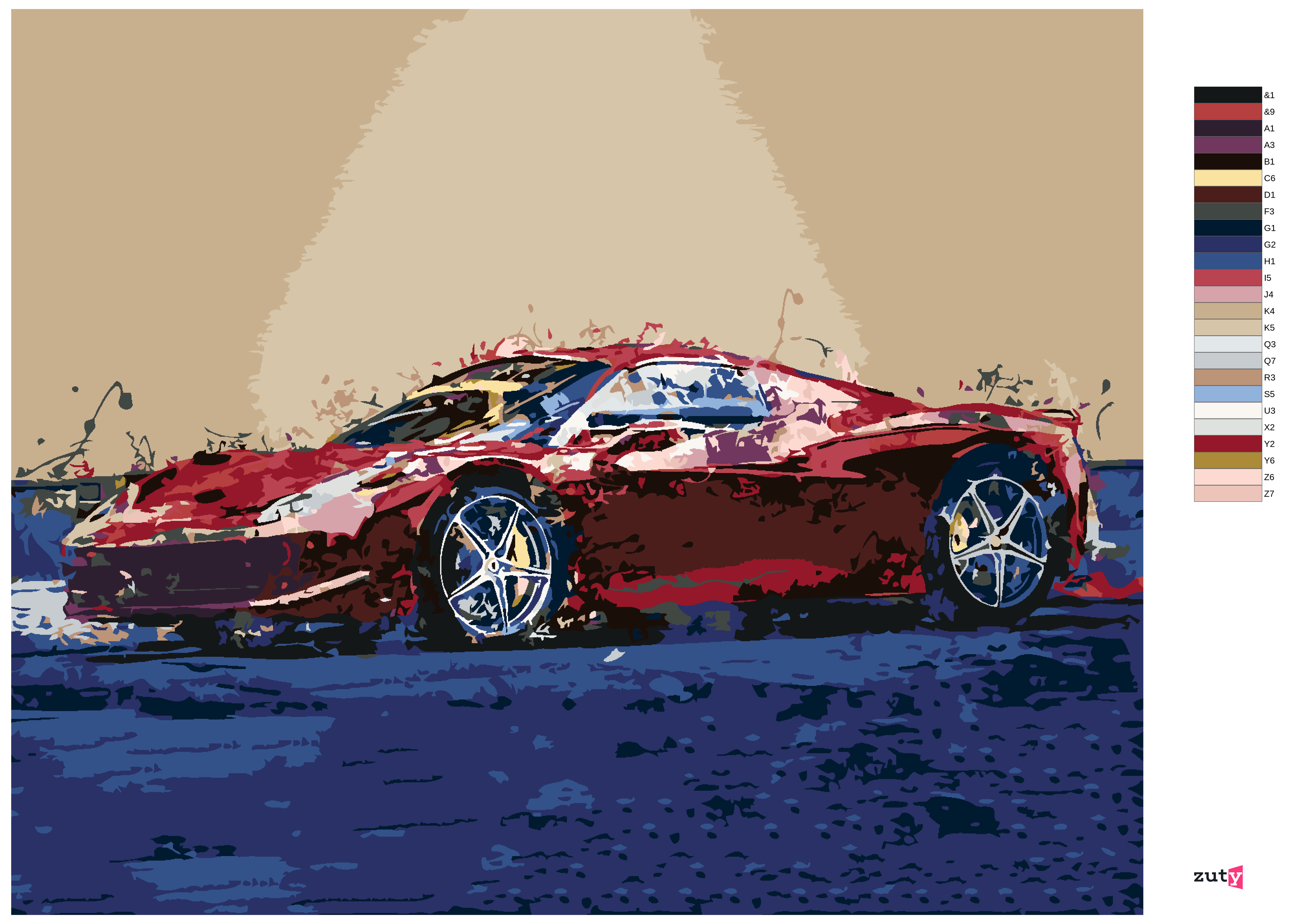 Paint by Numbers - RED ABSTRACT CAR FERRARI - Premium Home & Garden from Erin Medea - Just $26.99! Shop now at Rapidvehicles