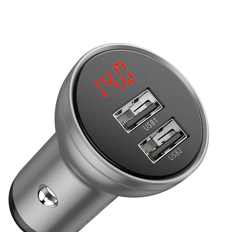 Metal digital display dual USB car charger - Premium Interior Parts from Rapidvehicles - Just $18.89! Shop now at Rapidvehicles