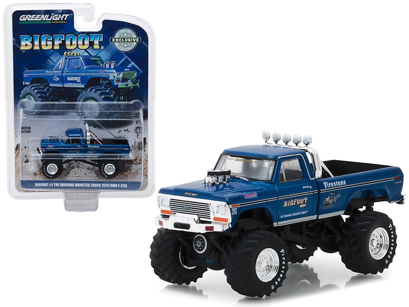 1974 Ford F-250 Monster Truck Bigfoot #1 Blue "The Original - Premium Monster Trucks Models from Greenlight - Just $27.89! Shop now at Rapidvehicles