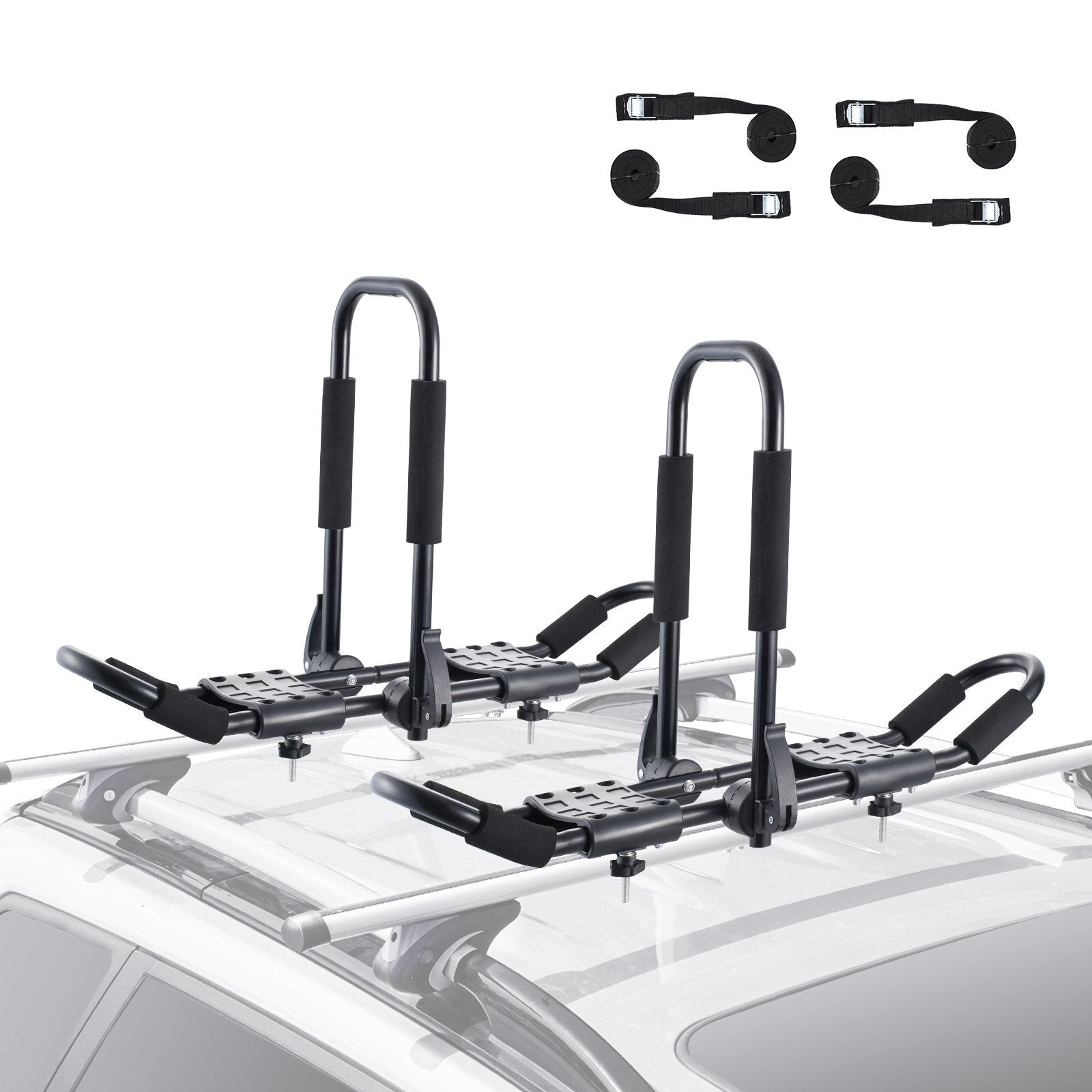 VEVOR Kayak Roof Rack 1 Pair J-Bar, Soft Roof Rack, Top Mount Tie Down, Carrier for kayak, Surf Board, Canoe, SUP, Ski Board, Mount on Car, SUV, Truck, 2 Kayaks - Premium Roof Rack Cross Bars from VEVOR - Just $79.79! Shop now at Rapidvehicles