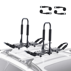 VEVOR Kayak Roof Rack 1 Pair J-Bar, Soft Roof Rack, Top Mount Tie Down, Carrier for kayak, Surf Board, Canoe, SUP, Ski Board, Mount on Car, SUV, Truck, 2 Kayaks - Premium Roof Rack Cross Bars from VEVOR - Just $84.99! Shop now at Rapidvehicles