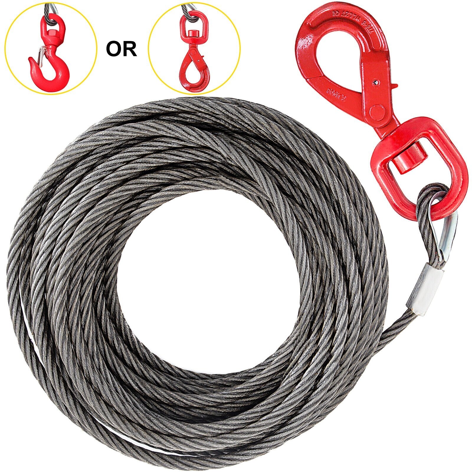 VEVOR Galvanized Steel Winch Cable, 3/8" x 75' - Wire Rope with Hook, 8800 Lbs Breaking Strength - Towing Cable Heavy Duty, 6x19 Strand Core - for Rollback, Crane, Wrecker, Tow Truck - Premium Winch Cable from VEVOR - Just $73.94! Shop now at Rapidvehicles