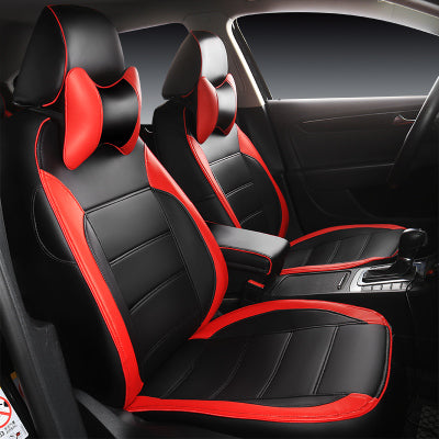 Color: Black with red - Car Seat Cover All Season Leather - Premium Automobiles Seat Covers from Rapidvehicles - Just $155.99! Shop now at Rapidvehicles