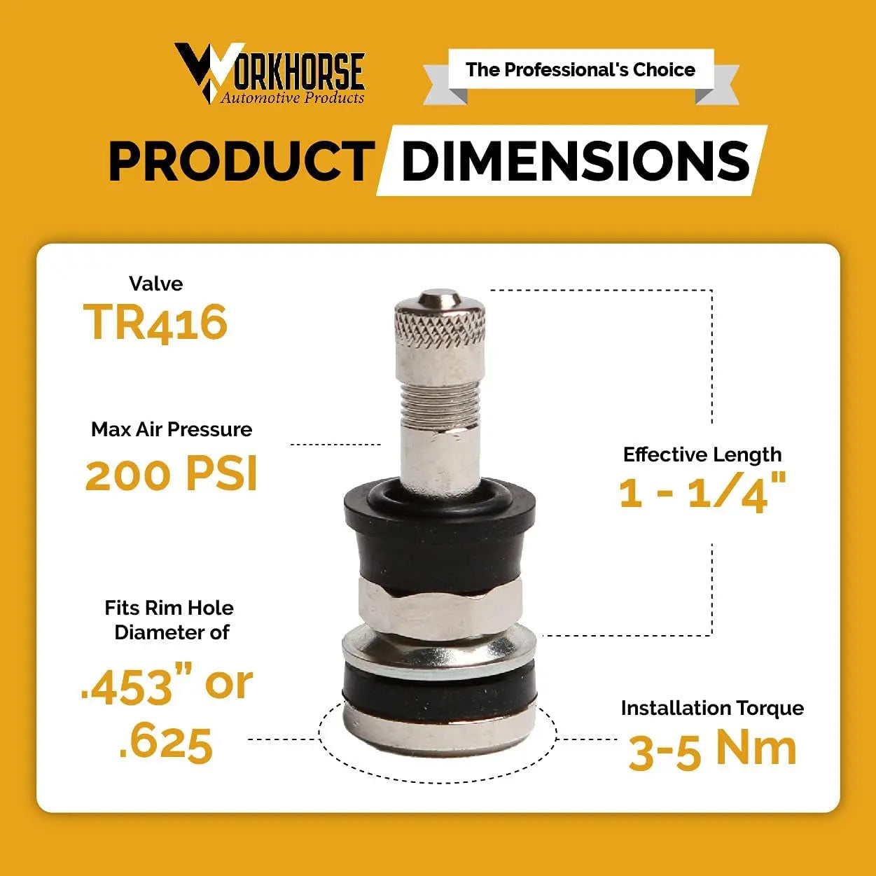 Workhorse Automotive TR416 Replacement Tire Valve Stems with Grommets to Fit .453" or .625" Rim Hole. Pack of 25 - Premium  from Rapidvehicles - Just $39.99! Shop now at Rapidvehicles