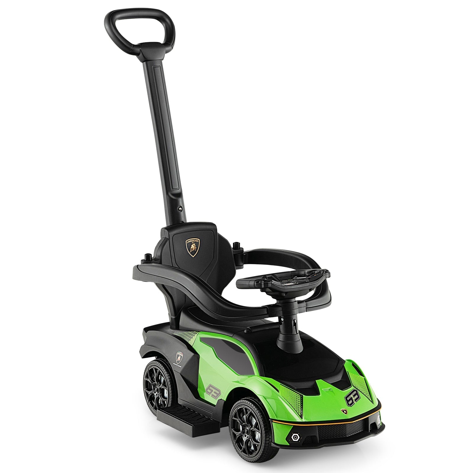 3-in-1 Licensed Lamborghini Ride on Push Car with Handle Guardrail - Rapid Vehicles