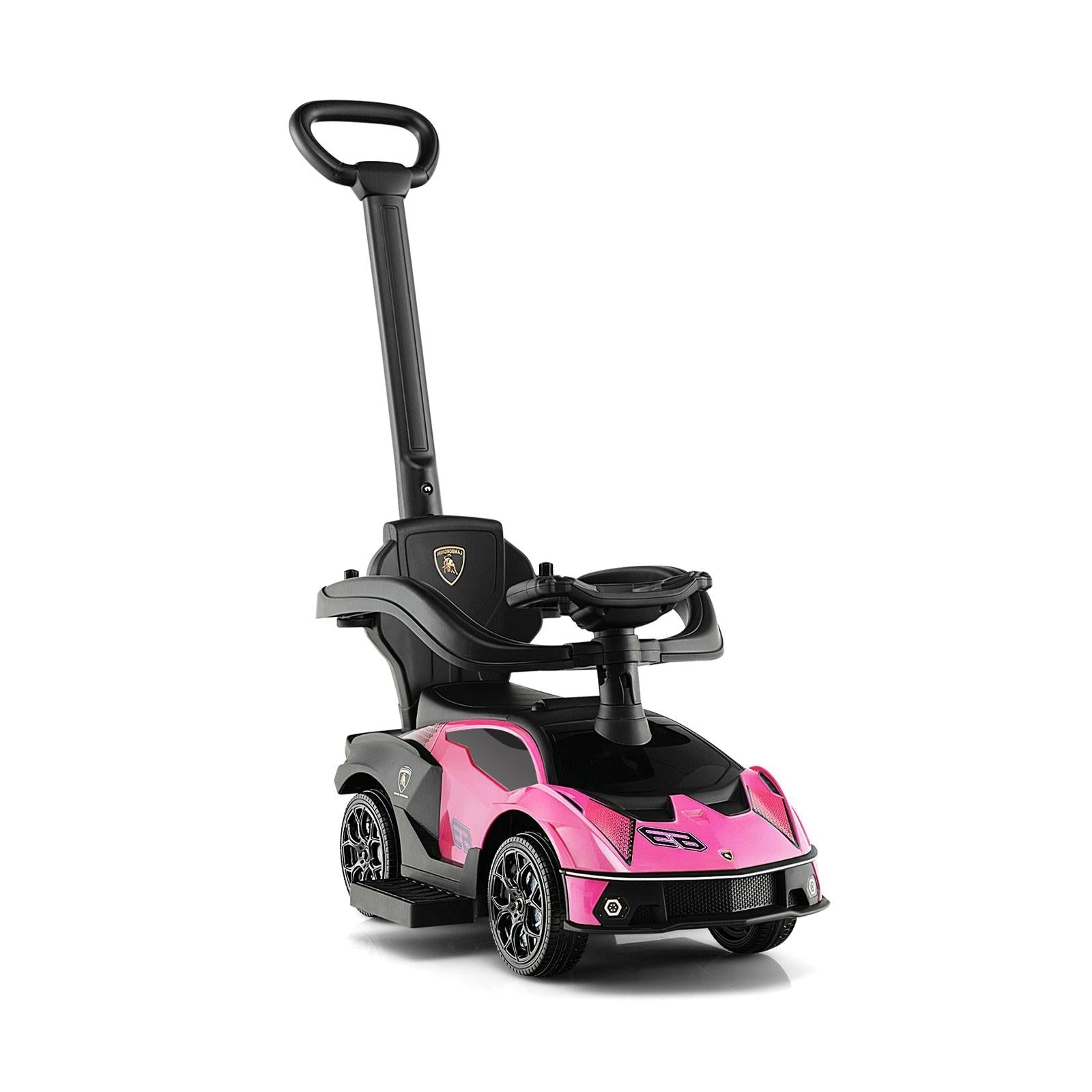 3-in-1 Licensed Lamborghini Ride on Push Car with Handle Guardrail - Rapid Vehicles