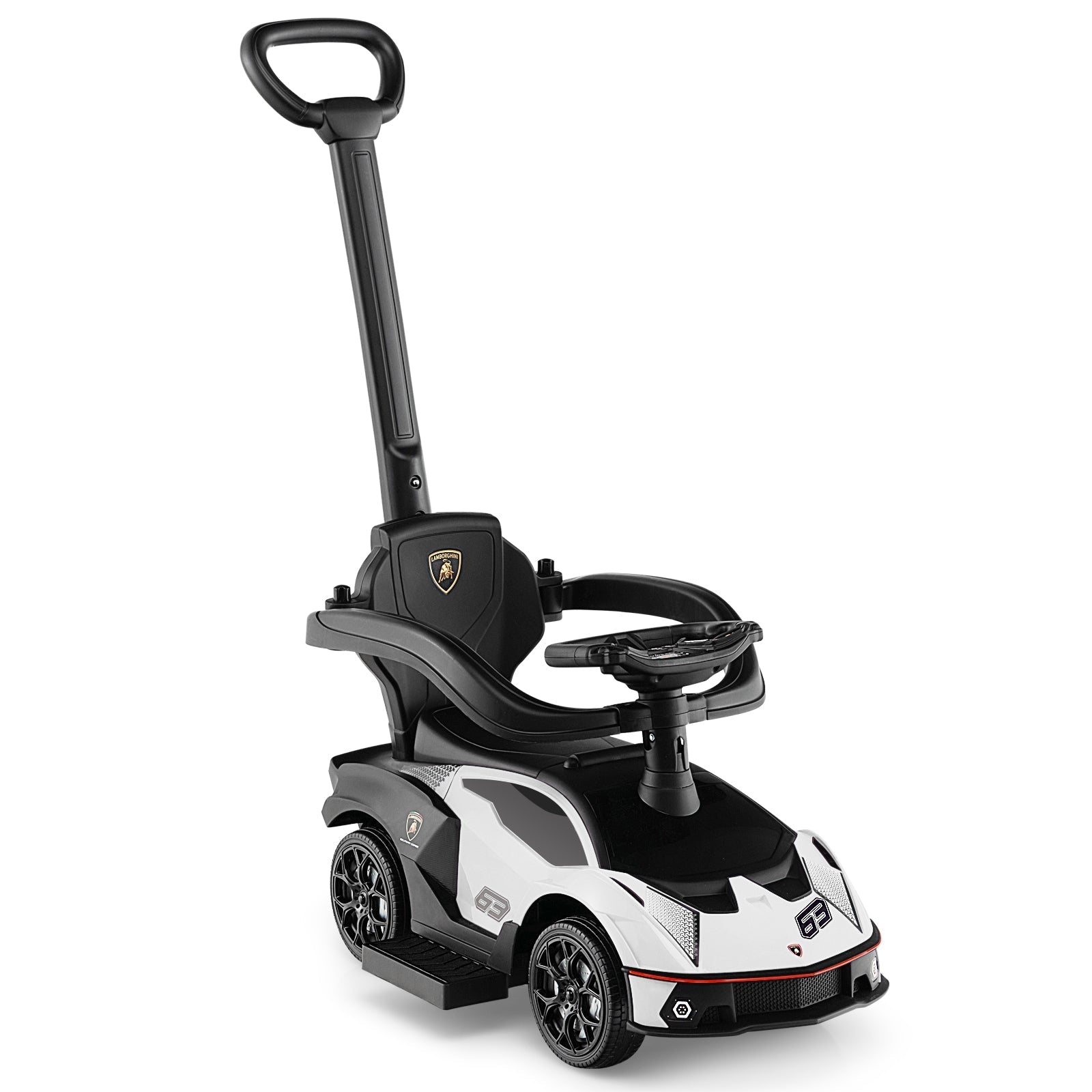 3-in-1 Licensed Lamborghini Ride on Push Car with Handle Guardrail - Rapid Vehicles