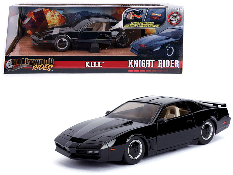 1982 Pontiac Firebird Trans Am Black with Light K.I.T.T. "Knight Rider" (1982) TV Series "Hollywood Rides" Series 1/24 Diecast Model Car by Jada free shipping USA