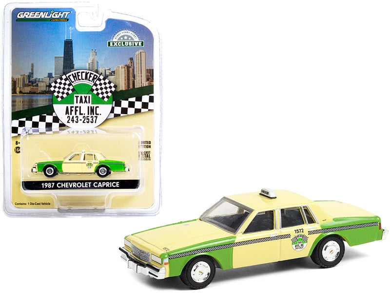 1987 Chevrolet Caprice Yellow and Green "Chicago Checker TaxiFREE SHIPPING IN US - Premium Taxi Models from Greenlight - Just $26.09! Shop now at Rapidvehicles