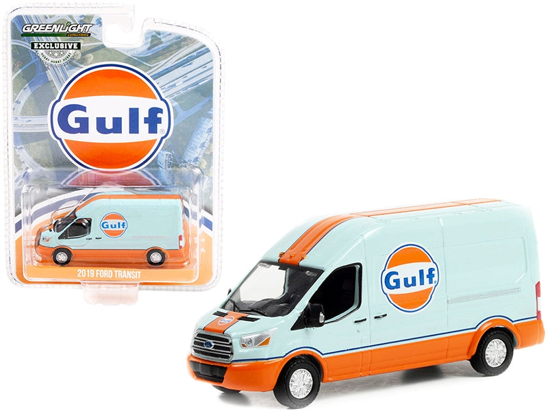 2019 Ford Transit LWB High Roof Van "Gulf Oil" Light Blue and - Premium Gulf Models from Greenlight - Just $28.79! Shop now at Rapidvehicles