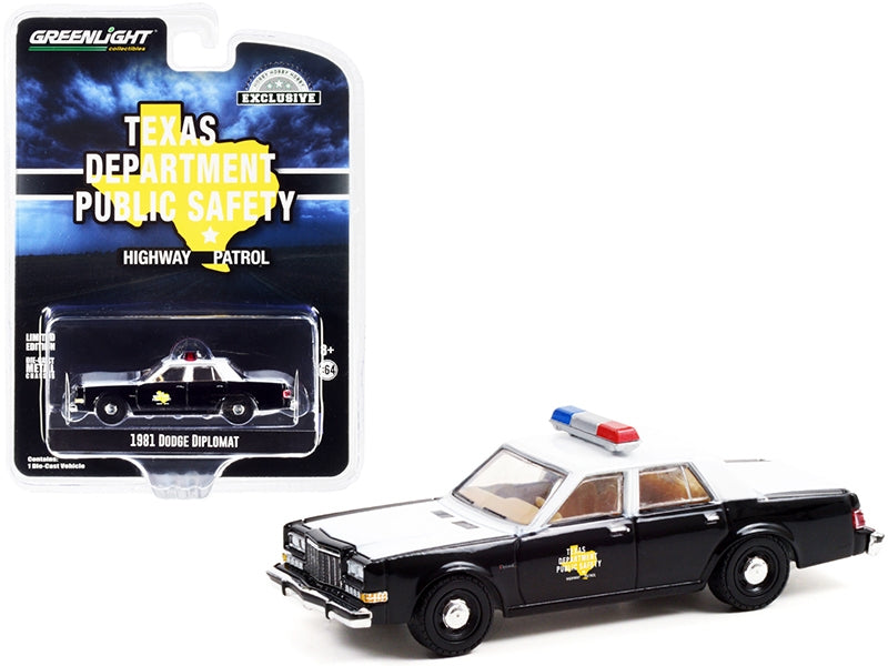 1981 Dodge Diplomat White and Black Highway Patrol "Texas Department of Public Safety" 1/64 Diecast Model Car by Greenlight - Premium Police Models from Greenlight - Just $18.75! Shop now at Rapidvehicles