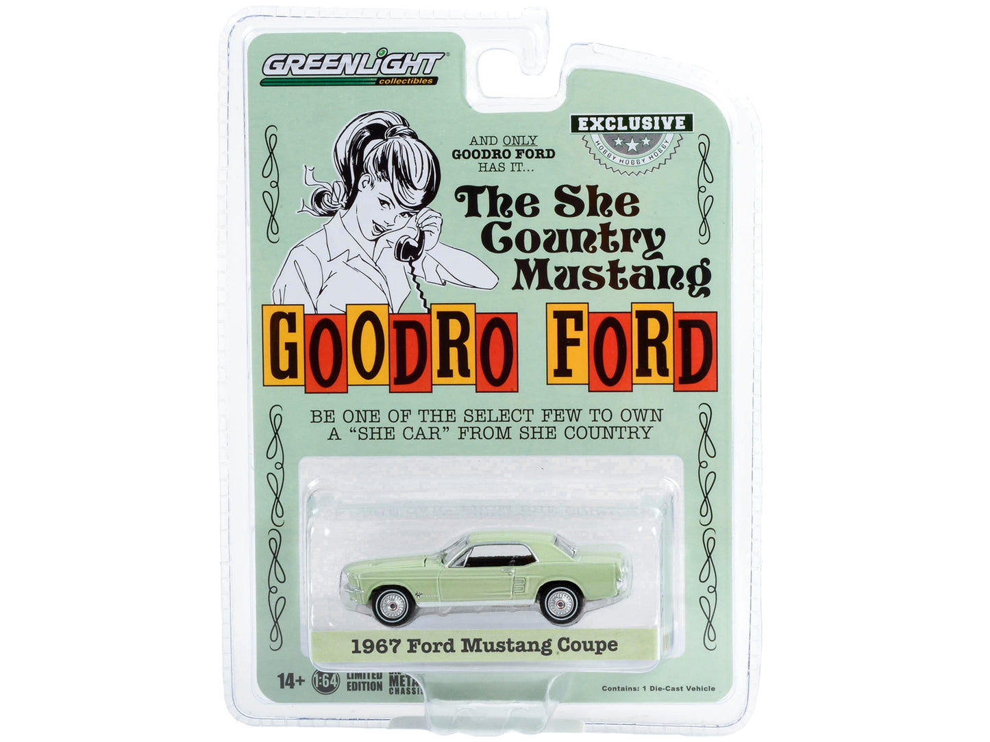 1967 Ford Mustang Limelite Green "She Country Special" "Bill - Premium Mustang Models from Greenlight - Just $21.11! Shop now at Rapidvehicles