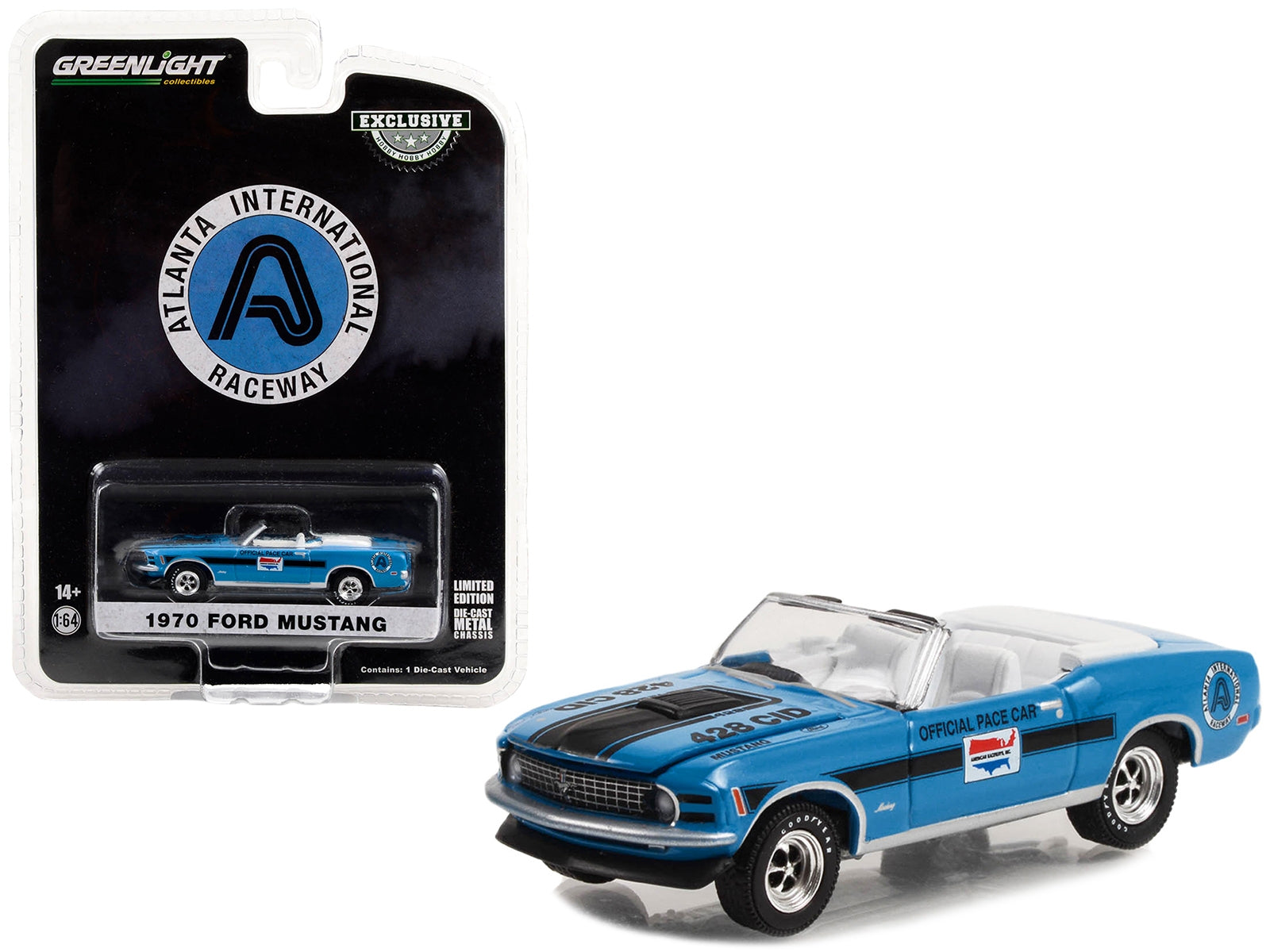 1970 Ford Mustang Mach 1 428 Cobra Jet Convertible "Atlanta International Raceway Official Pace Car" "Hobby Exclusive" Series 1/64 Diecast Model Car by Greenlight