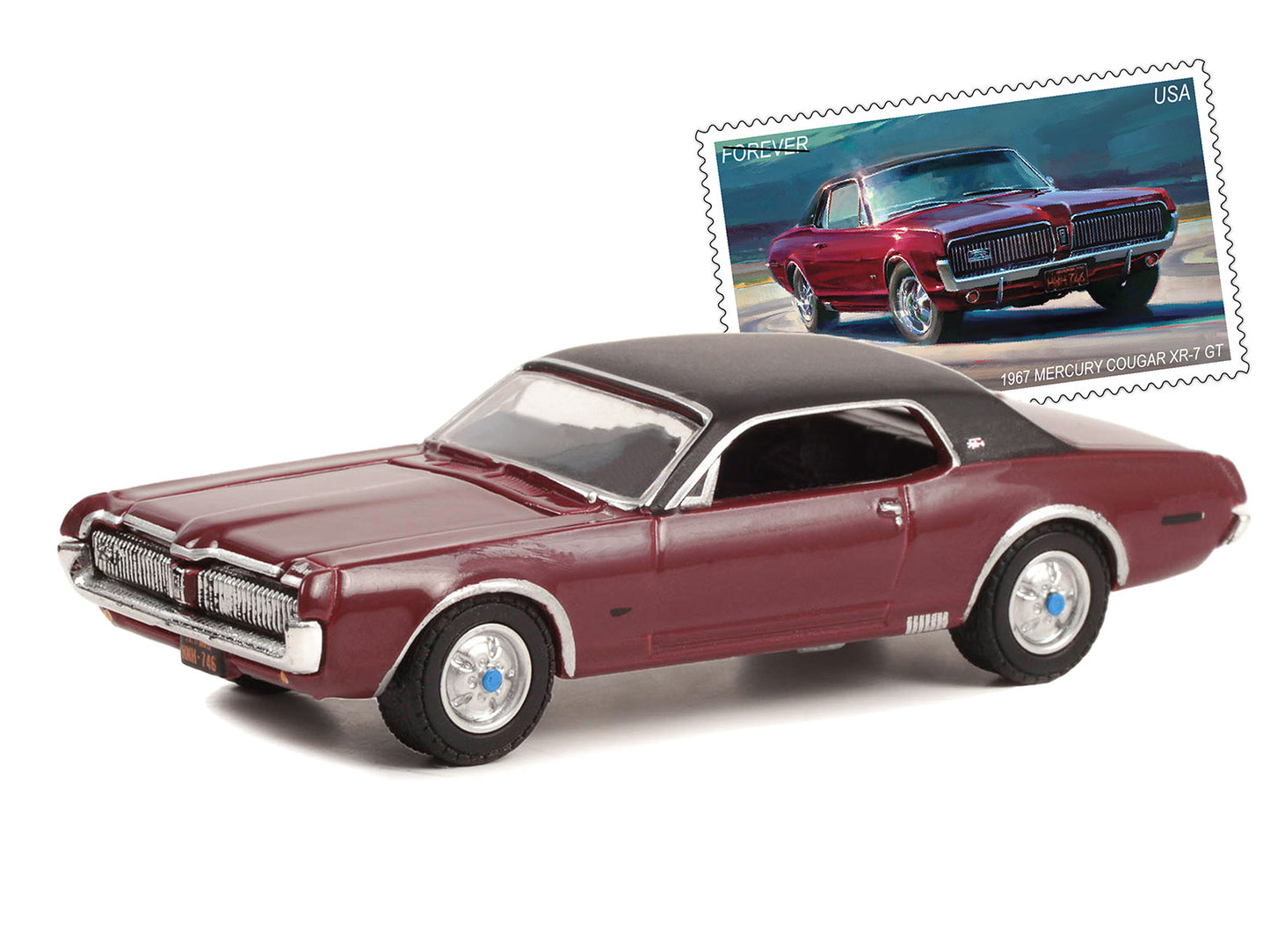 1967 Mercury Cougar XR-7 GT Dark Red with Black Top USPS (United - Premium USPS Models from Greenlight - Just $28.99! Shop now at Rapidvehicles