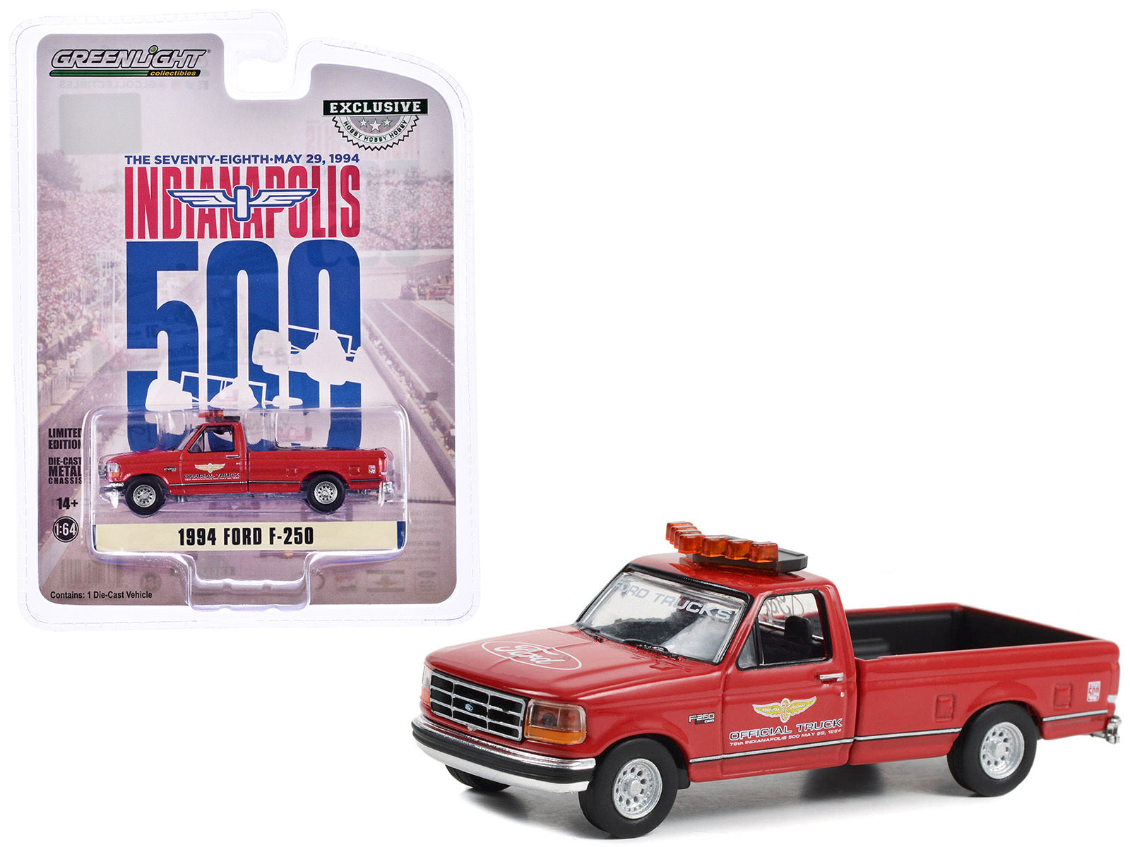 1994 Ford F-250 Pickup Truck Red "78th Annual Indianapolis 500 Mile Race Official Truck" "Hobby Exclusive" Series 1/64 Diecast Model Car by Greenlight - Premium Ford Models from Greenlight - Just $22.99! Shop now at Rapidvehicles