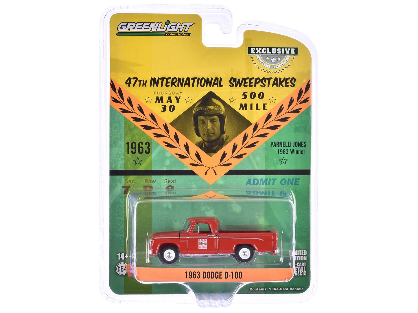 1963 Dodge D-100 Pickup Truck "47th International 500 Mile - Premium Pickup Trucks Models from Greenlight - Just $26.09! Shop now at Rapidvehicles