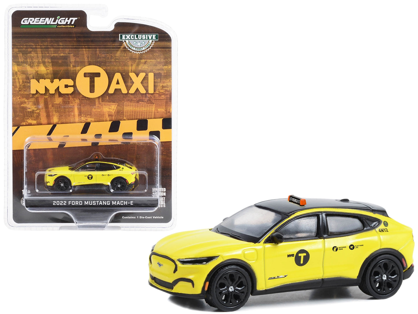 2022 Ford Mustang Mach-E Yellow with Black Top "NYC Taxi" "Hobby - Premium Mustang Models from Greenlight - Just $26.09! Shop now at Rapidvehicles