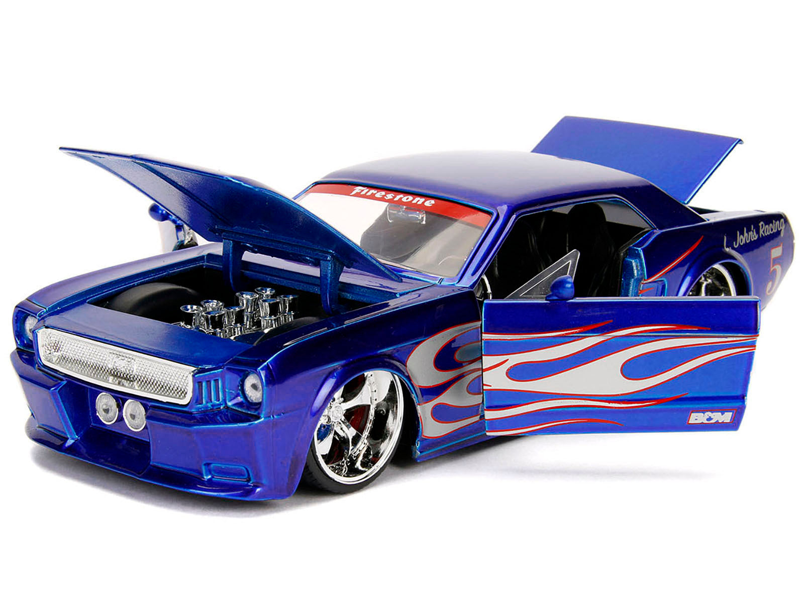 1965 Ford Mustang #5 "L. John's Racing" Candy Blue with Flame - Premium Ford Models from Jada - Just $62.09! Shop now at Rapidvehicles