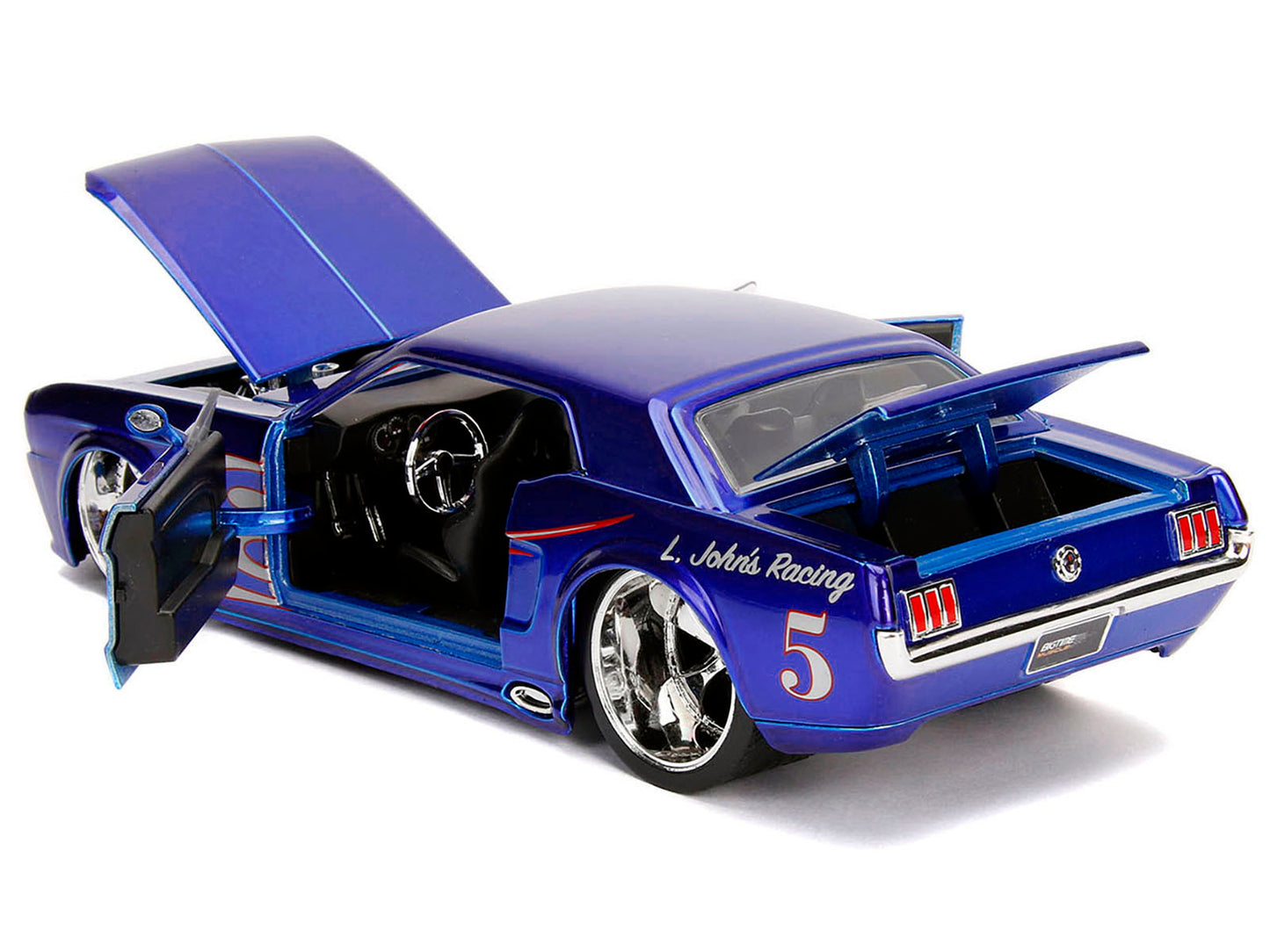 1965 Ford Mustang #5 "L. John's Racing" Candy Blue with Flame - Premium Ford Models from Jada - Just $62.09! Shop now at Rapidvehicles