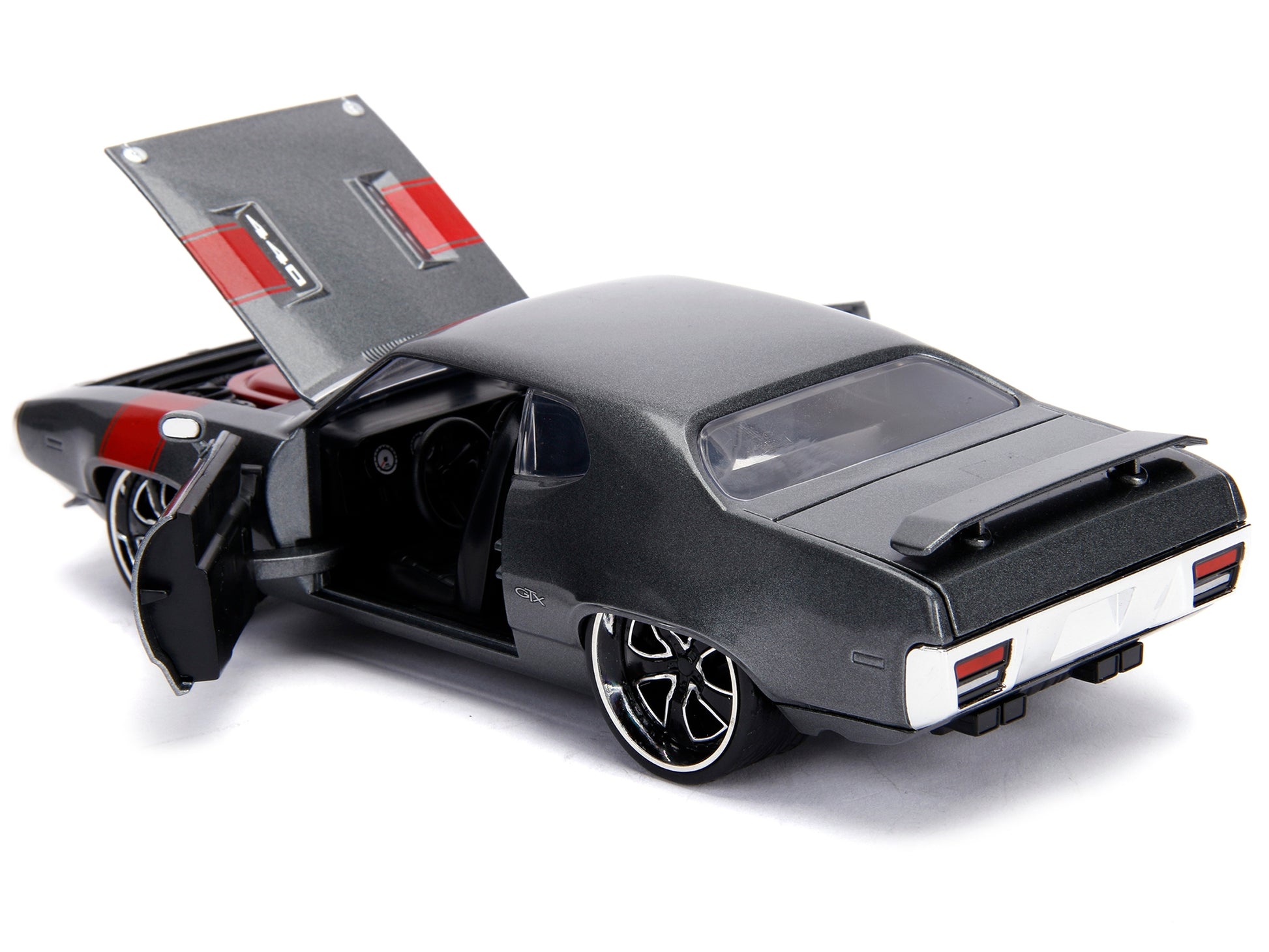 1972 Plymouth GTX 440 Metallic Gray with Red Stripe "Bigtime - Premium Plymouth Models from Jada - Just $54.99! Shop now at Rapidvehicles