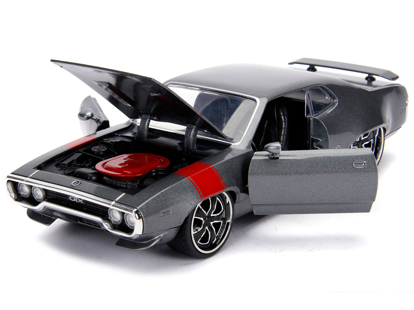 1972 Plymouth GTX 440 Metallic Gray with Red Stripe "Bigtime - Premium Plymouth Models from Jada - Just $54.99! Shop now at Rapidvehicles