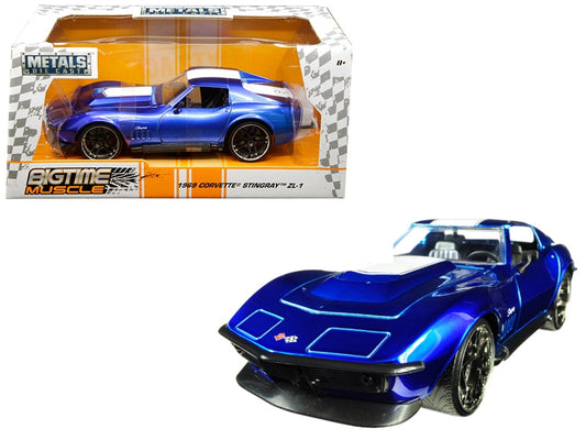 1969 Chevrolet Corvette Stingray ZL-21 Blue with White Stripe - Premium Corvette Models from Jada - Just $62.09! Shop now at Rapidvehicles