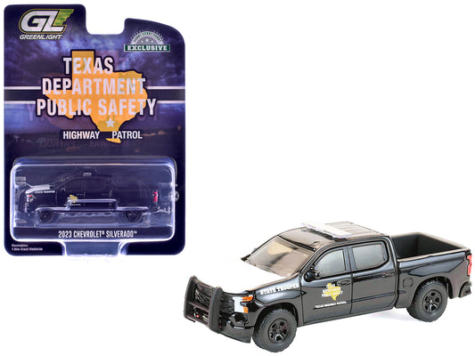 2023 Chevrolet Silverado Pickup Truck "Texas Department of Public Safety Highway Patrol" Black with White Hood "Hobby Exclusive" Series 1/64 Diecast Model Car by Greenlight