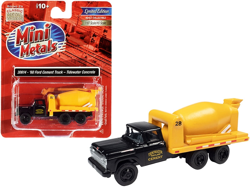 1960 Ford Cement Mixer Truck "Tidewater Concrete" Black and Yellow 1/87 (HO) Scale Model by Classic Metal Works - Premium Ford Models from Classic Metal Works - Just $36.28! Shop now at Rapidvehicles