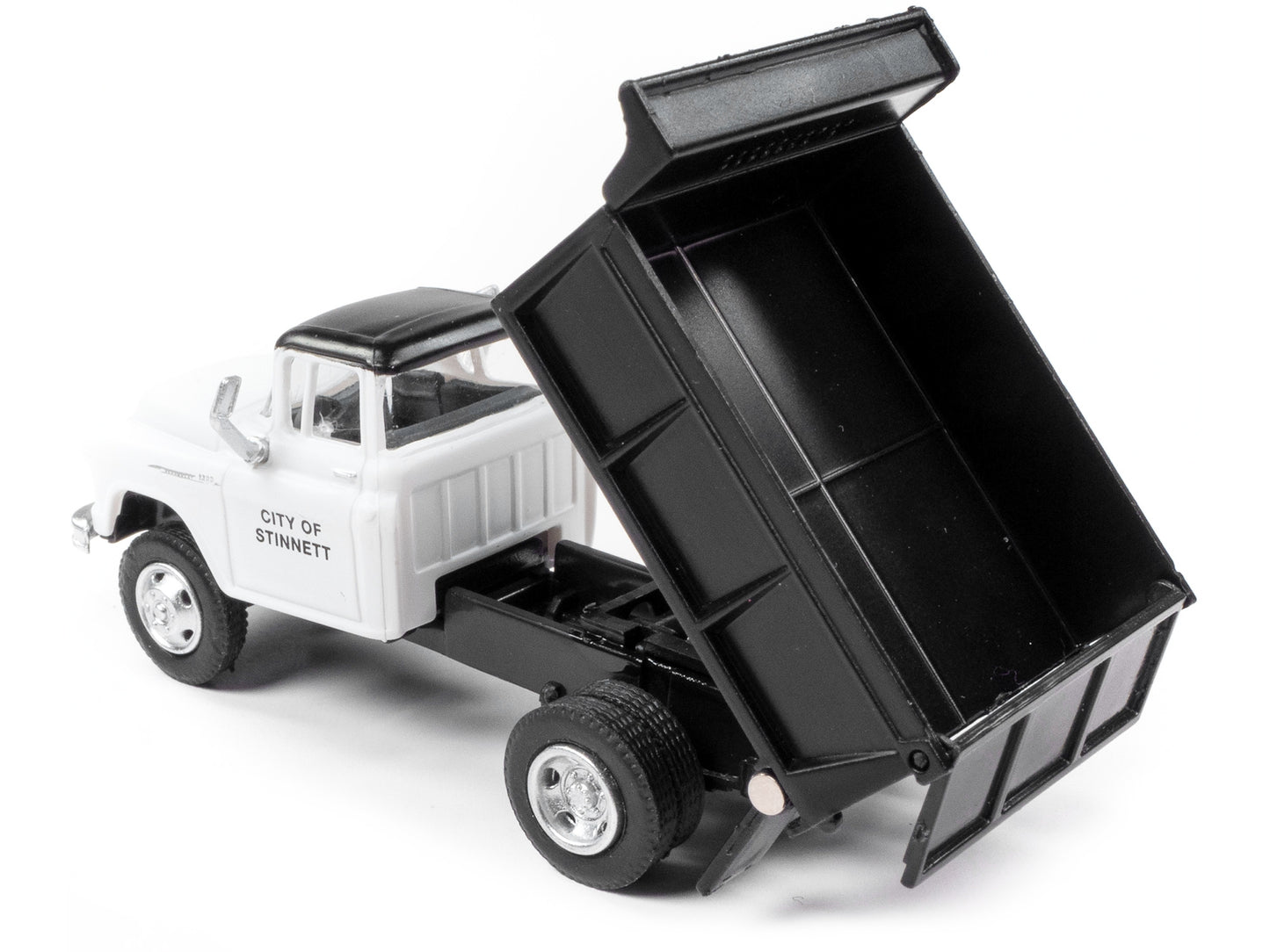 1955 Chevrolet Dump Truck White with Black Top "City of Stinnet - Premium Chevrolet Models from Classic Metal Works - Just $46.79! Shop now at Rapidvehicles