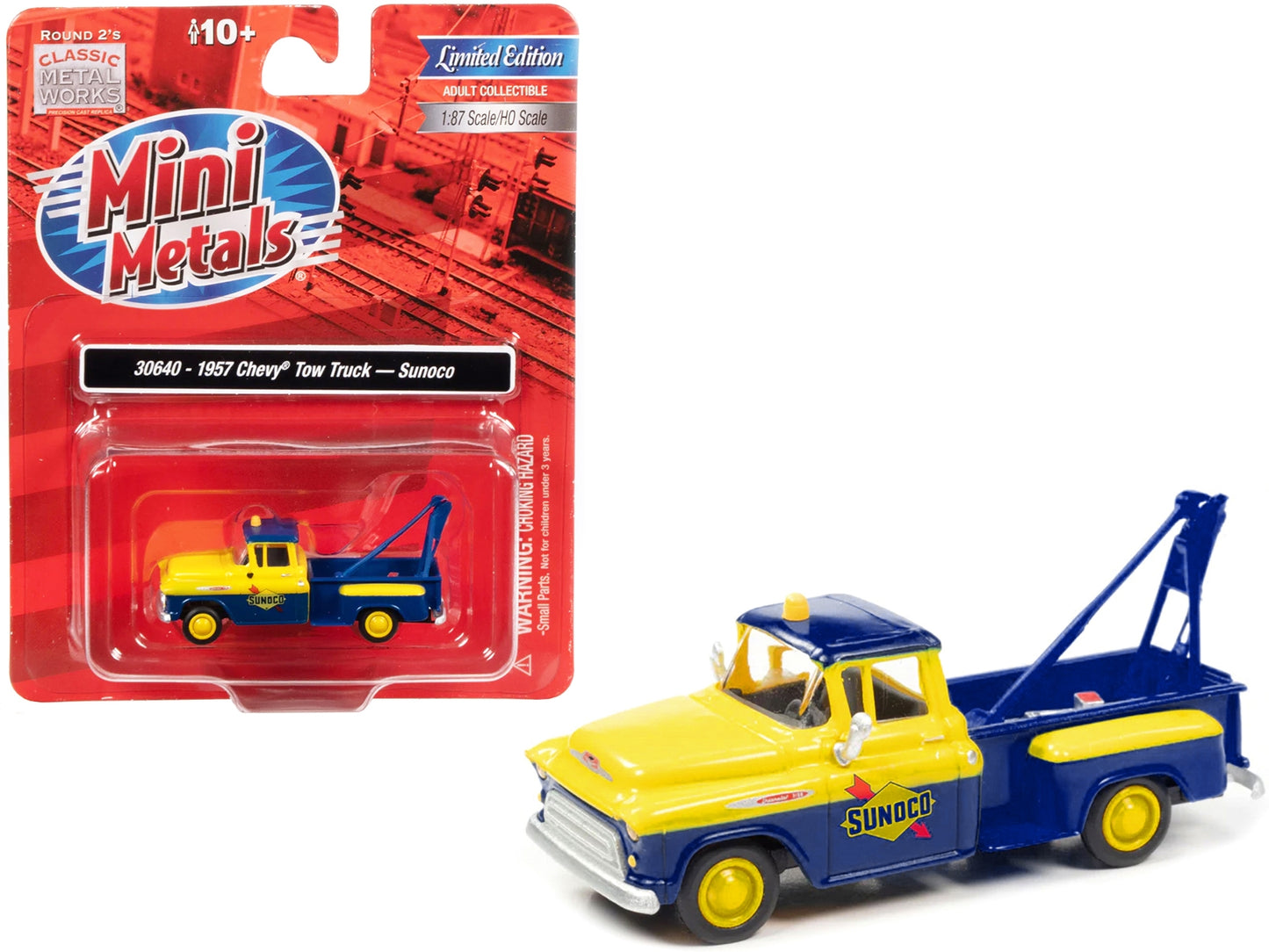 1957 Chevrolet Stepside Tow Truck "Sunoco" Blue and Yellow 1/87 - Premium Tow Trucks Models from Classic Metal Works - Just $46.79! Shop now at Rapidvehicles