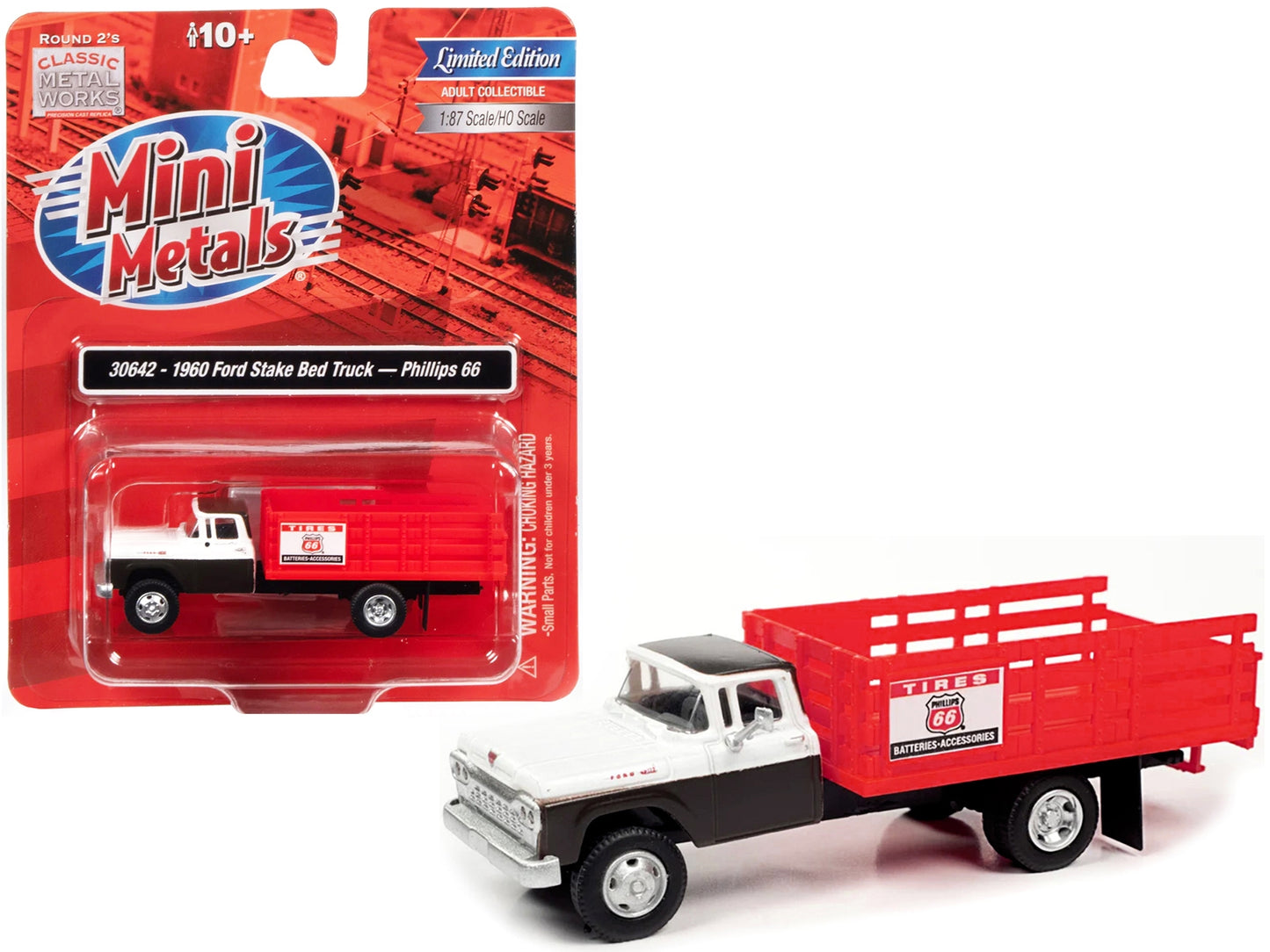 1960 Ford Stake Bed Truck "Phillips 66" Black and White with Red - Premium Ford Models from Classic Metal Works - Just $51.99! Shop now at Rapidvehicles