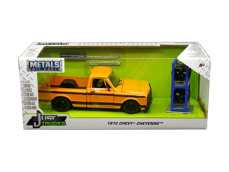 1972 Chevrolet Cheyenne Pickup Truck Orange with Black Stripes - Premium Pickup Trucks Models from Jada - Just $61.19! Shop now at Rapidvehicles