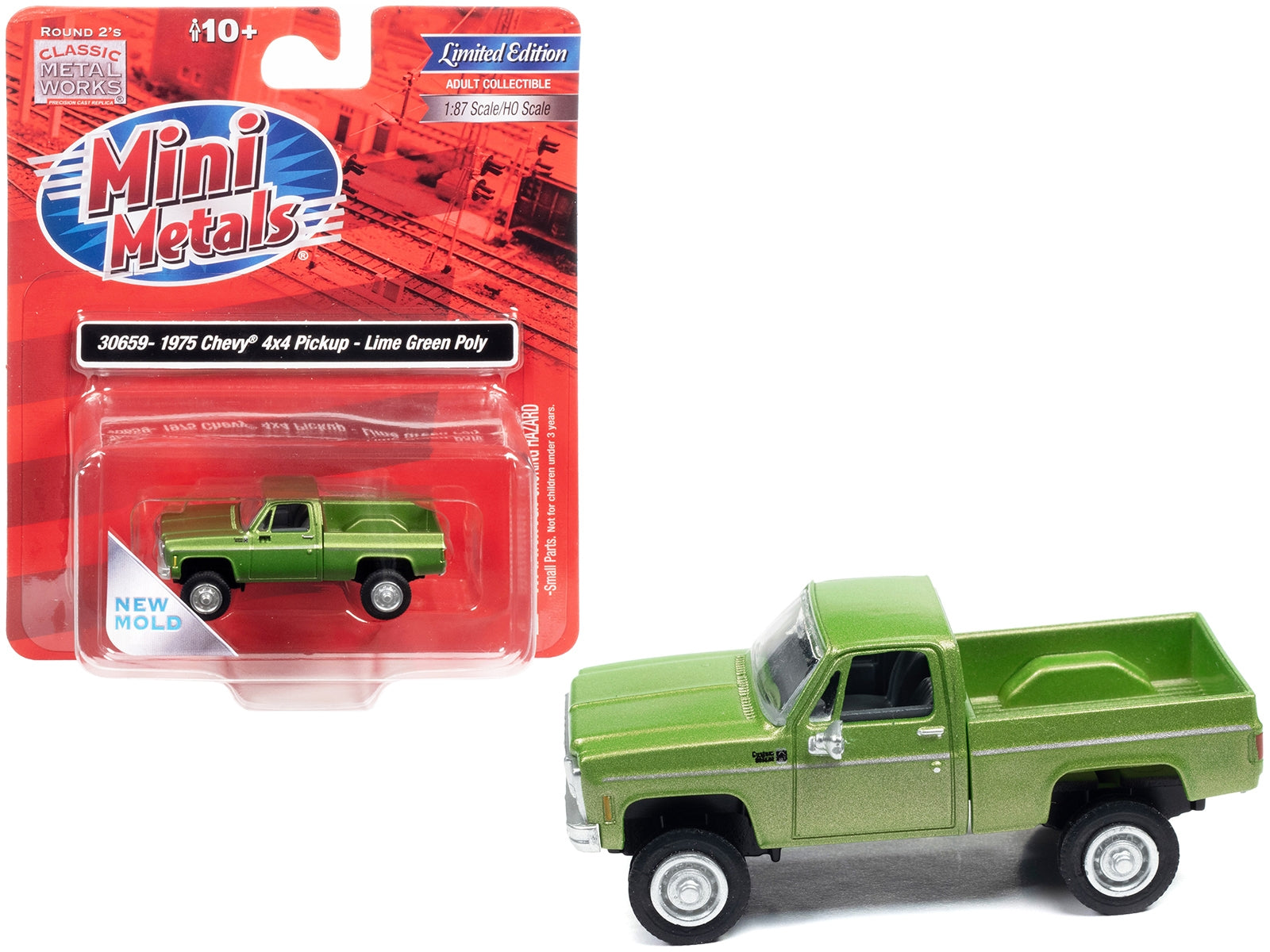 1975 Chevrolet 4x4 Pickup Truck Lime Green Metallic 1/87 (HO) Scale Model Car by Classic Metal Works - Premium Pickup Trucks Models from Classic Metal Works - Just $42.74! Shop now at Rapidvehicles