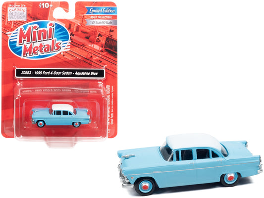 1955 Ford 4-Door Sedan Aquatone Blue with White Top 1/87 (HO) - Premium Ford Models from Classic Metal Works - Just $51.99! Shop now at Rapidvehicles